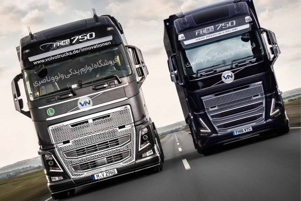 تصویر والپیپر کامیون‌های ولوو با جلو پنجره در جاده