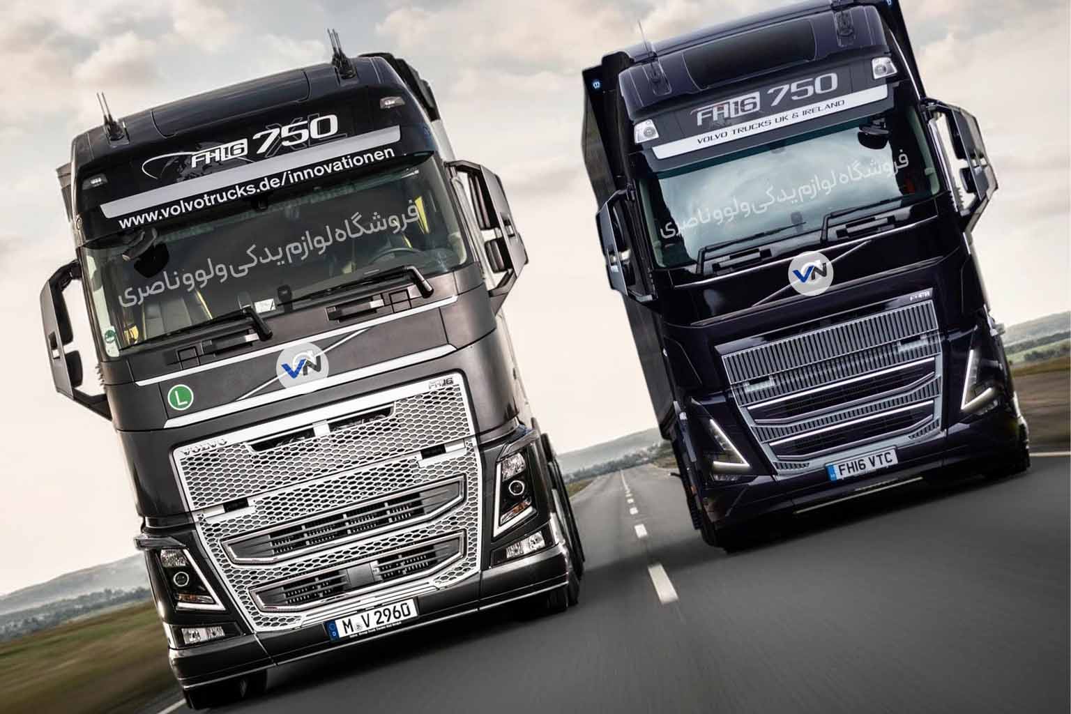 تصویر والپیپر کامیون‌های ولوو با جلو پنجره در جاده